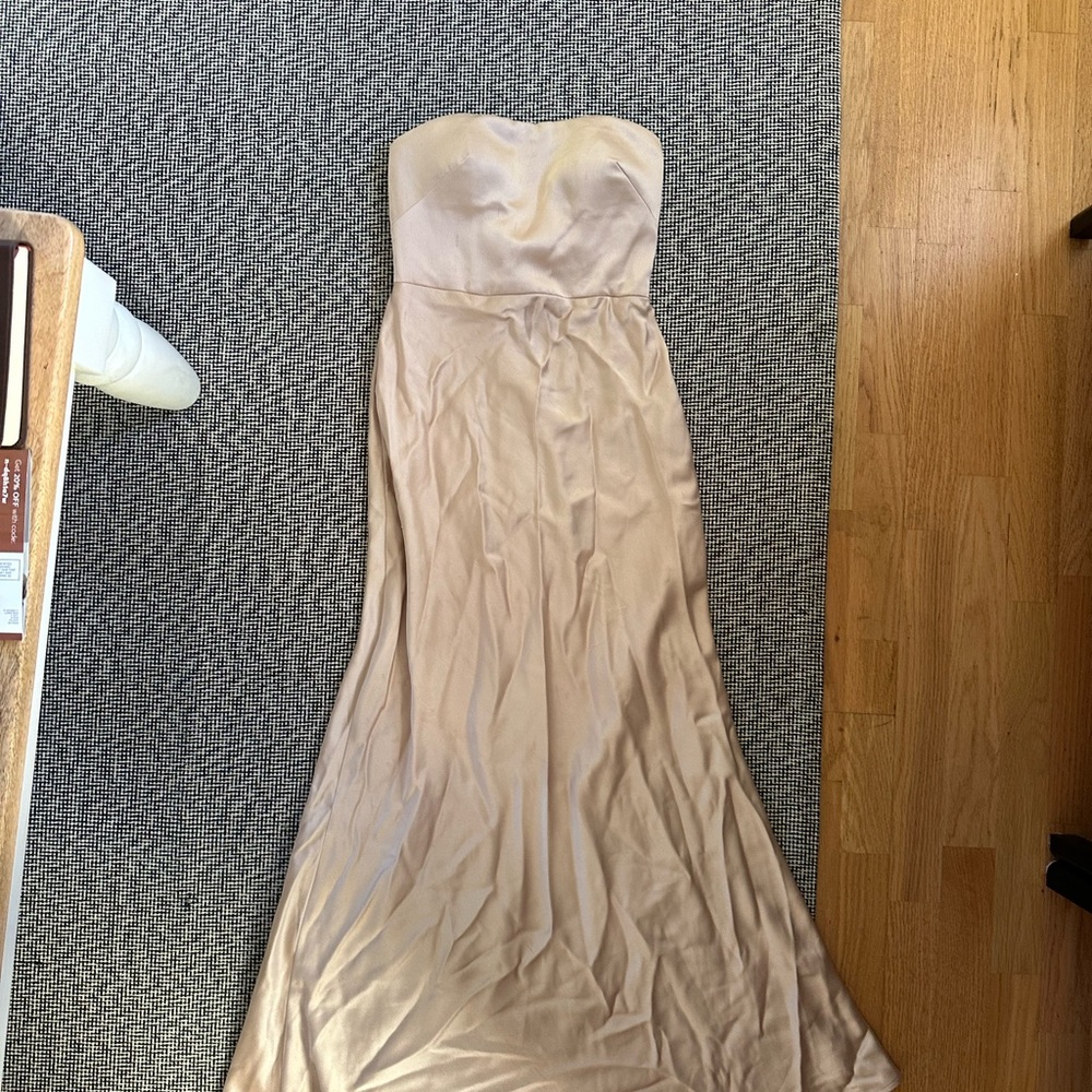 Jenny Yoo Strapless Satin Dress in Cream